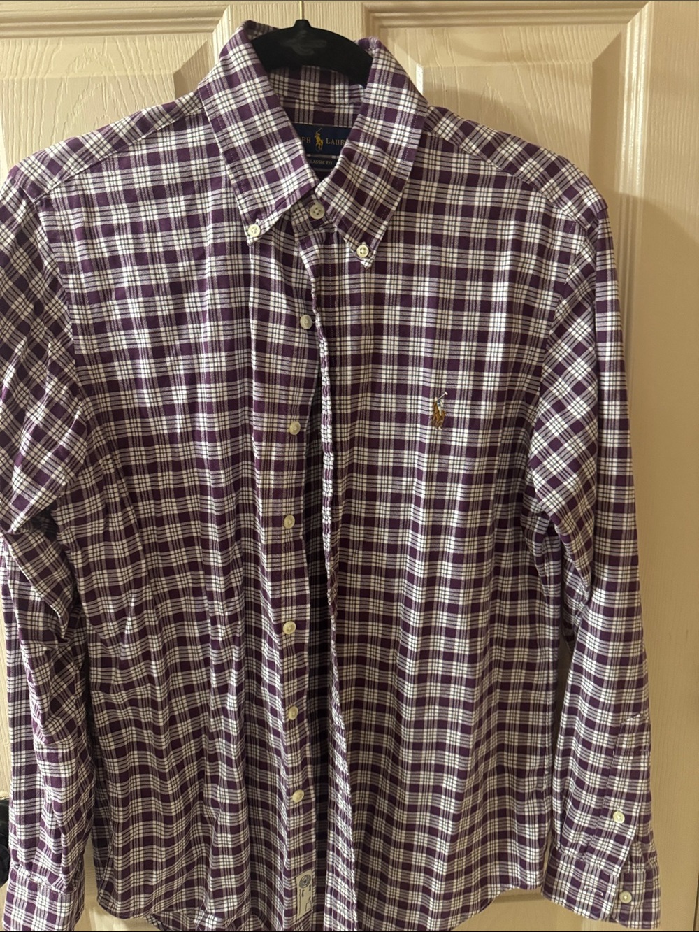 Ralph Lauren Purple and White Plaid Button-Down Shirt